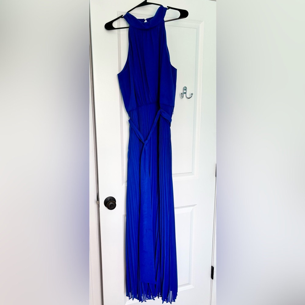 Eliza J Cobalt Blue Pleated Maxi Dress